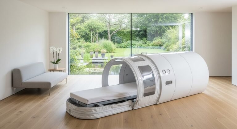 Hyperbaric oxygen chamber in a room